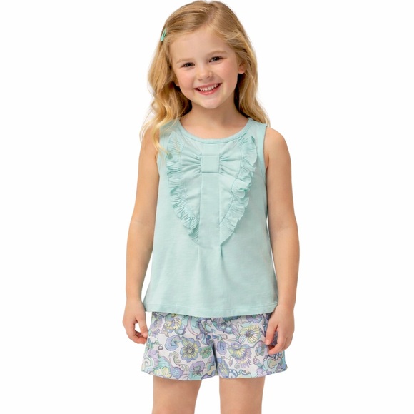 Janie and Jack Organza bow top and paisly shorts setsize 6